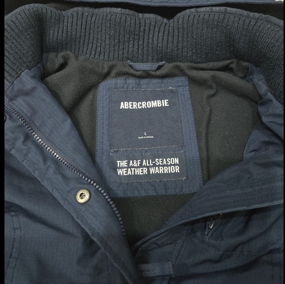 Abercrombie & Fitch Navy Blue Winter Coat Jacket Hoodies Size L - Picture 8 of 8
